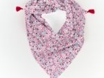 Petit foulard pompon rose grenadine