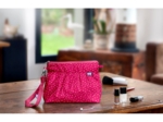 Pochette plissée etoile or fuchsia
