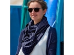Foulard pompon pois marine