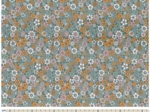 Coupon tissu enduit de 35cm  ex2503 fleuri retro bleu rose
