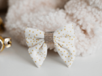 Barrette Mini Noeud Papillon  blanc pailleté