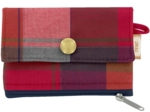 Mini pochette porte-monnaie tartan lurex rubis