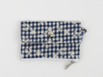 Mini pochette porte-monnaie vichy brodé marine