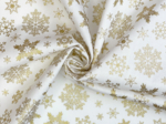 Tissu coton au mètre ex2558 noel flocons étoilés or ivoire