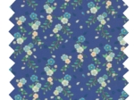 Tissu coton au mètre ex2446 bouquet retro bleu