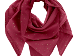 Foulard pompon gaze pois or grenat