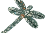 Barrette libellule fleuri kaki