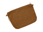 Mini pochette tissu gaze pois or caramel