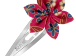 Barrette clic-clac fleur étoile badiane framboise
