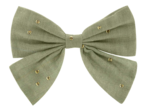 Barrette noeud papillon gaze pois or vert amande