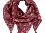 Foulard pompon feuillage vermillon