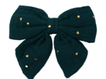 Barrette noeud papillon gaze pois or caramel