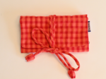 Pochette à bijoux vichy rouge corail