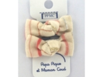 Barrettes clic-clac petits noeuds rayé rose argent