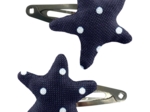 Barrettes clic-clac étoile pois marine