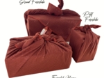 Furoshiki moyen 48 x 48 cm gaze lurex terracotta