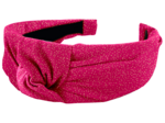Serre-tête Large Croisé fuchsia pailleté
