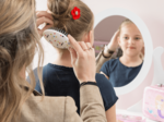 Mini Barrette Pétales de Fleur rouge foncé