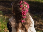 Barrette petit noeud plumetis rose fuchsia