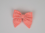 Barrette noeud papillon vichy orange fluo