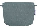 Pochette tissu gaze pois or bleu gris