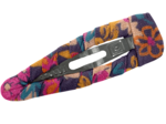 Barrette clic-clac tissu hippie fleurie