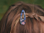 Barrette clic-clac tissu monet lilas