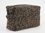 Trousse de toilette rectangle leopard matelassé moka