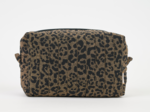Trousse de toilette rectangle leopard matelassé moka