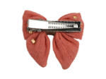 Barrette Mini Noeud Papillon gaze pois or rose blush