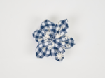 Barrette fleur étoile vichy brodé marine
