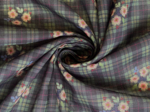 Tissu voile tartan fleuri
