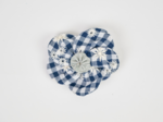 Petite Barrette Pétales de Fleur vichy brodé marine