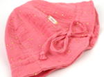 Chapeau soleil charlotte gaze pois or rose sorbet