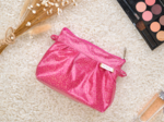Mini pochette plissée fuchsia pailleté