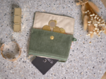 Mini pochette porte-monnaie velours côtelé kaki