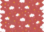 Coupon tissu 50 cm nuages rouge ex1083