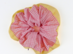 Grand chouchou bicolore vichy rose - oxford jaune
