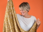 Foulard pompon gypso ocre