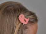 Barrette Baleine vichy orange fluo