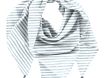 Foulard pompon rayé bleu blanc