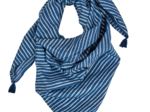 Foulard pompon rayé argent marine