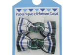 Barrettes clic-clac petits noeuds ecossais vert et blanc