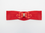 Bandeau jersey bébé noeud vichy rouge corail