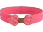 Bandeau jersey bébé noeud feuillage or rose