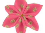 Barrette fleur étoile feuillage or rose