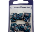 Barrettes clic-clac petits noeuds paquerette marine