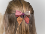 Barrette noeud papillon tartan lurex rubis