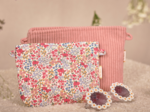 Mini pochette tissu porcelaine rosée