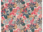 Coupon tissu 50 cm cerise en fleur